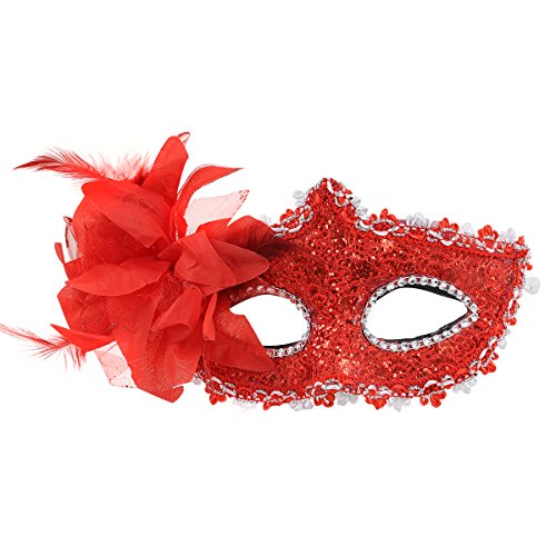Masquerade party mask Venetian of realistic silicone masquerade half face Mask (Red)