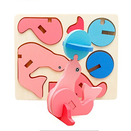 1 Set Wooden Nut Cartoon Animals Building Pairing Blocks Handmade Jigsaw Early Childhood Educational Baby Toys Gifts Dolphin