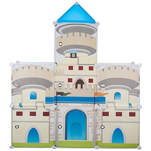 Modern Toy Storage Organizer Bin with Castle Cube Box Design - 7 Cubes included - Perfect for Books, Playroom or Nursery Decor