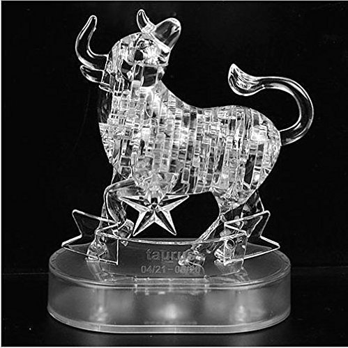 41 pcs 3d Crystal Puzzle Toys Deluxe Children's Assembly Animal Puzzle Toys, Christmas Gift/ New Year Gift/ Birthday Present for Kids (The Zodiac White Taurus )