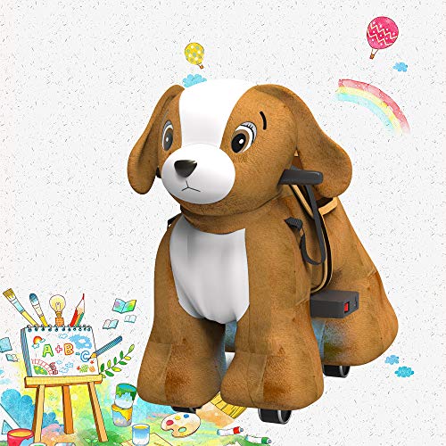 Hoverheart Rechargeable 6V/7A Plush Animal Ride On Toy for Kids (3 ~ 7 Years Old) with Safety Belt (Dog)